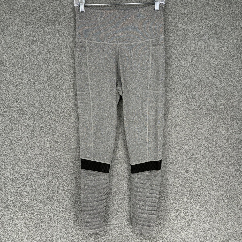 Nicole Miller Sport Gray Moto Mesh Pocket Leggings High Waist Large NM51268